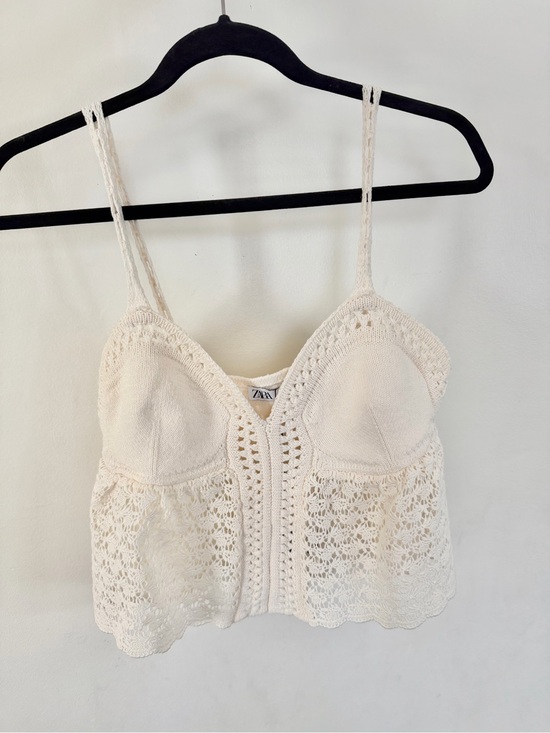 Zara Tops - Zara Cream Crochet Bustier Cami
